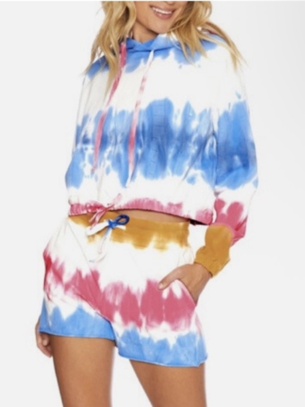 BEACH RIOT Bryce Dip-Dye Cotton Hoodie/Short Set Size XS 8933